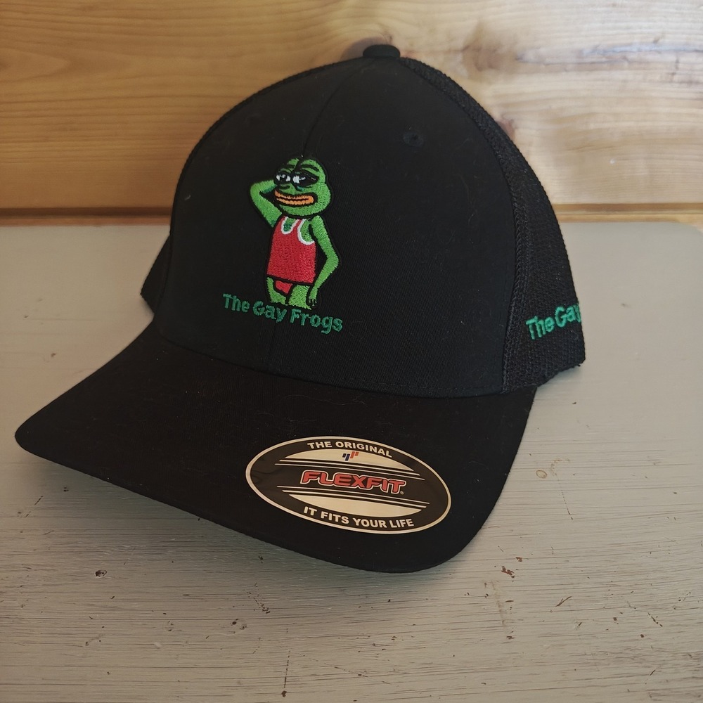Flex Fit Mesh One Size Black Green The Gay Frogs Stretch ZD3